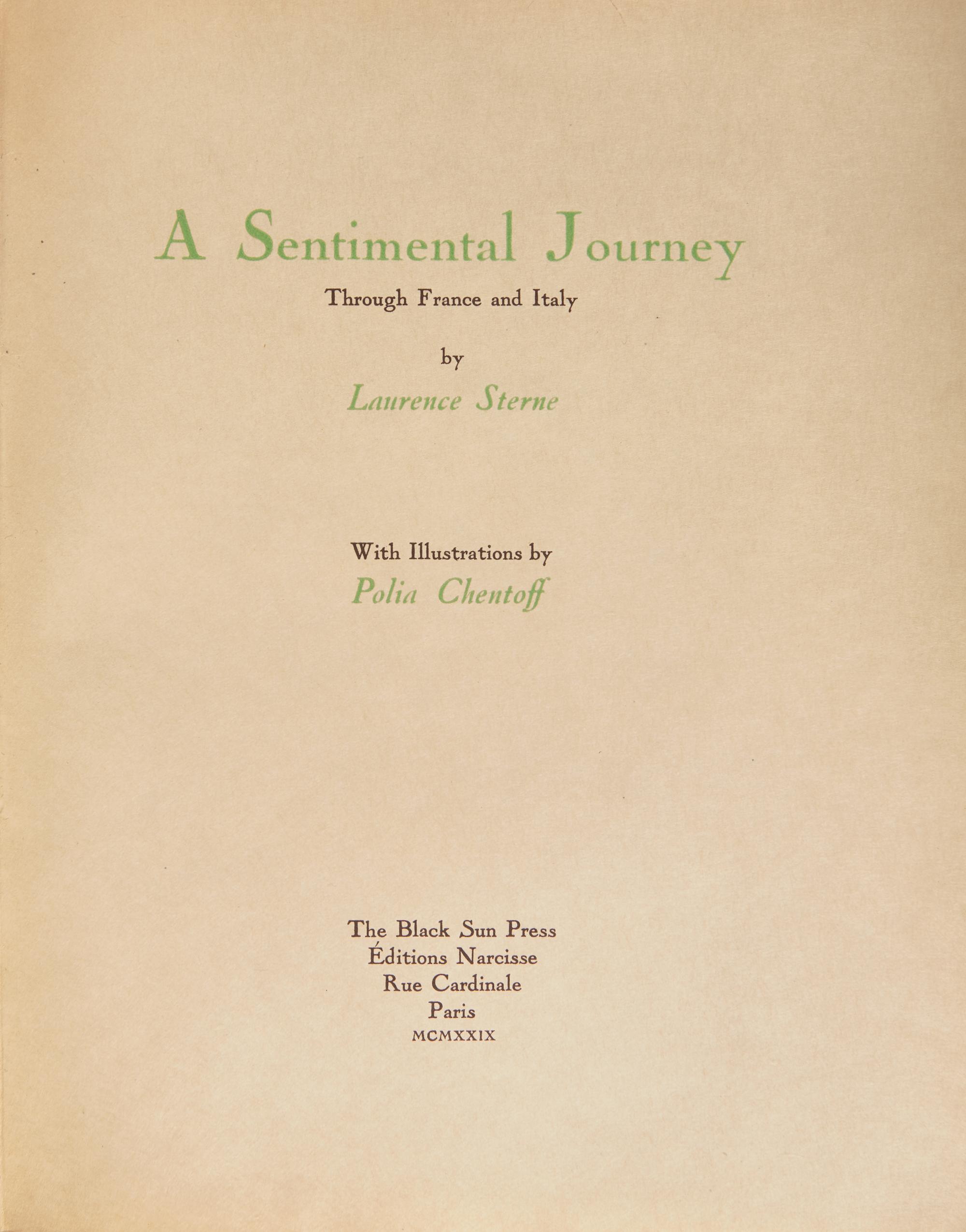 [Black Sun Press] Sterne, Laurence. A Sentimental Journey Through France and Italy