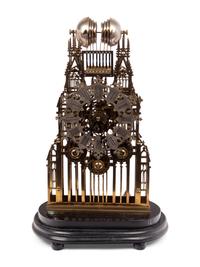 An English Brass and Steel Cathedral Skeleton Clock