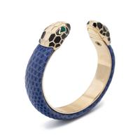 Bulgari, 'Serpenti Forever', Enamel and Leather Cuff Bracelet