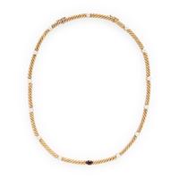 Ruby, Cultured Pearl, and Yellow Gold Necklace