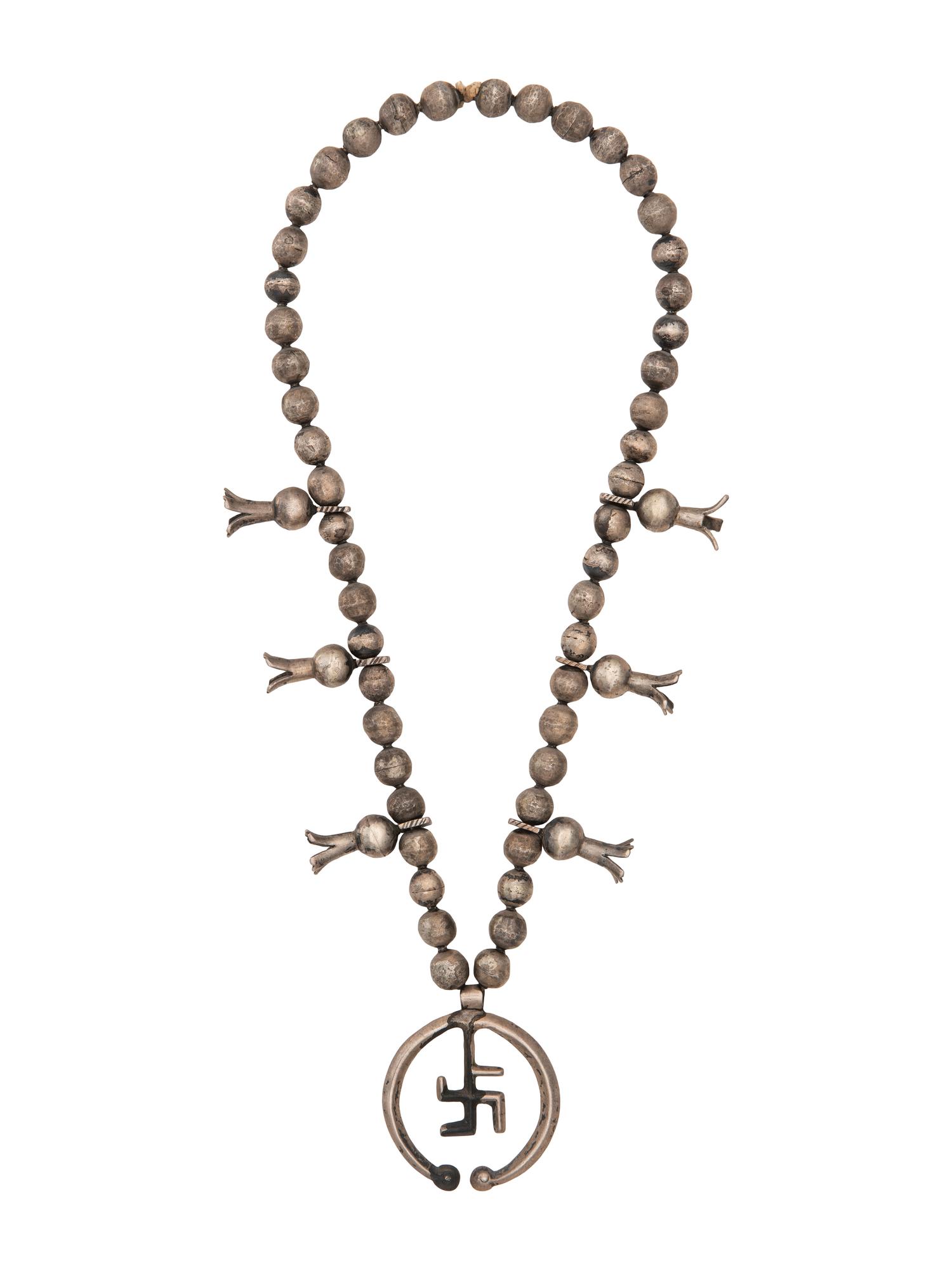 Navajo Whirling Log Squash Blossom Necklace