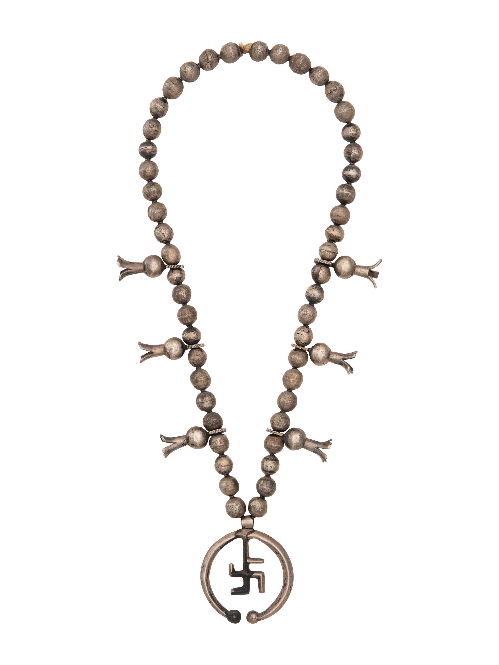Navajo Whirling Log Squash Blossom Necklace