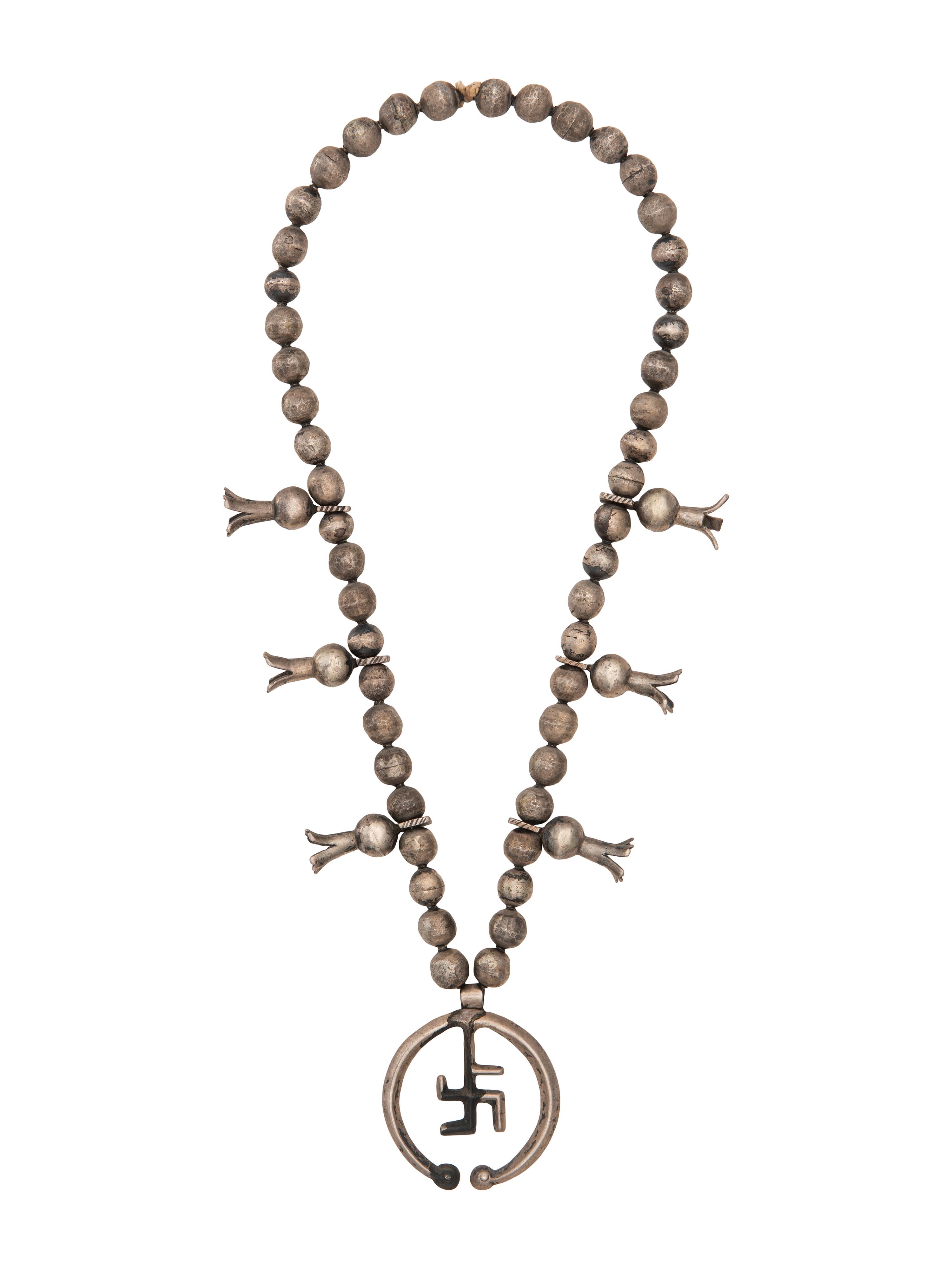 Navajo Whirling Log Squash Blossom Necklace