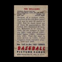 A 1951 Bowman Ted Williams Baseball Card No. 165