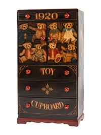 A Paint Decorated Pine Toy Cupboard
