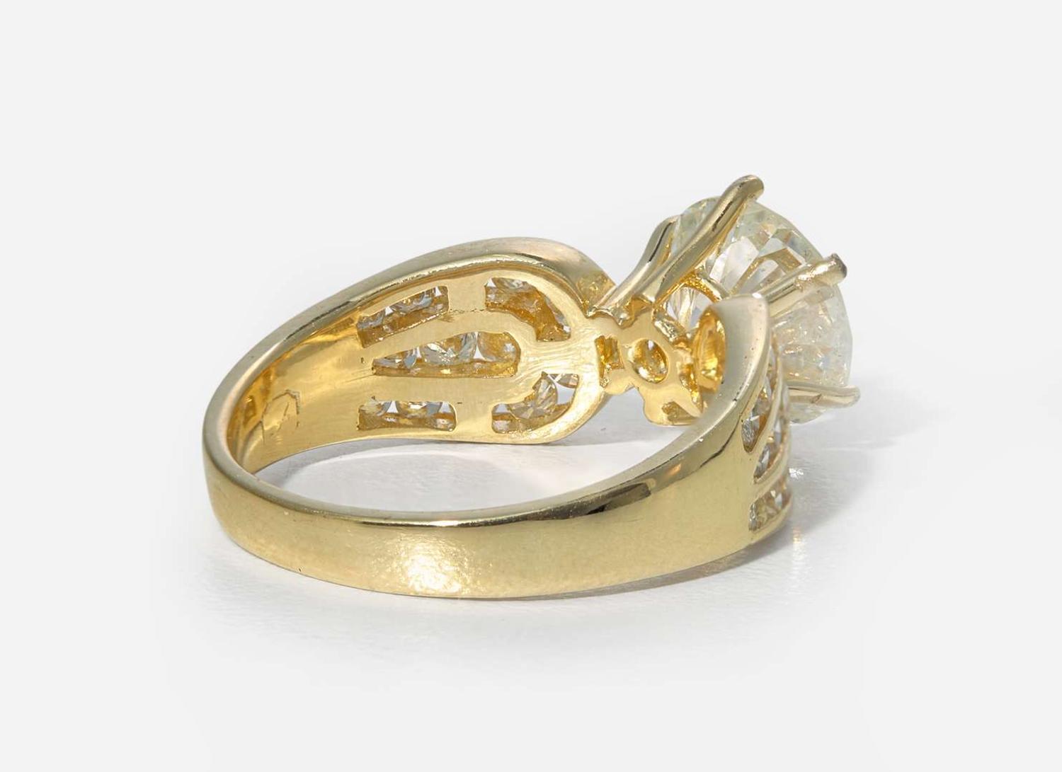 A Set of Matching 18K Yellow Gold and Diamond Earrings and Ring, 2.04 Carat Round Brilliant-Cut Diamond, GIA Certified