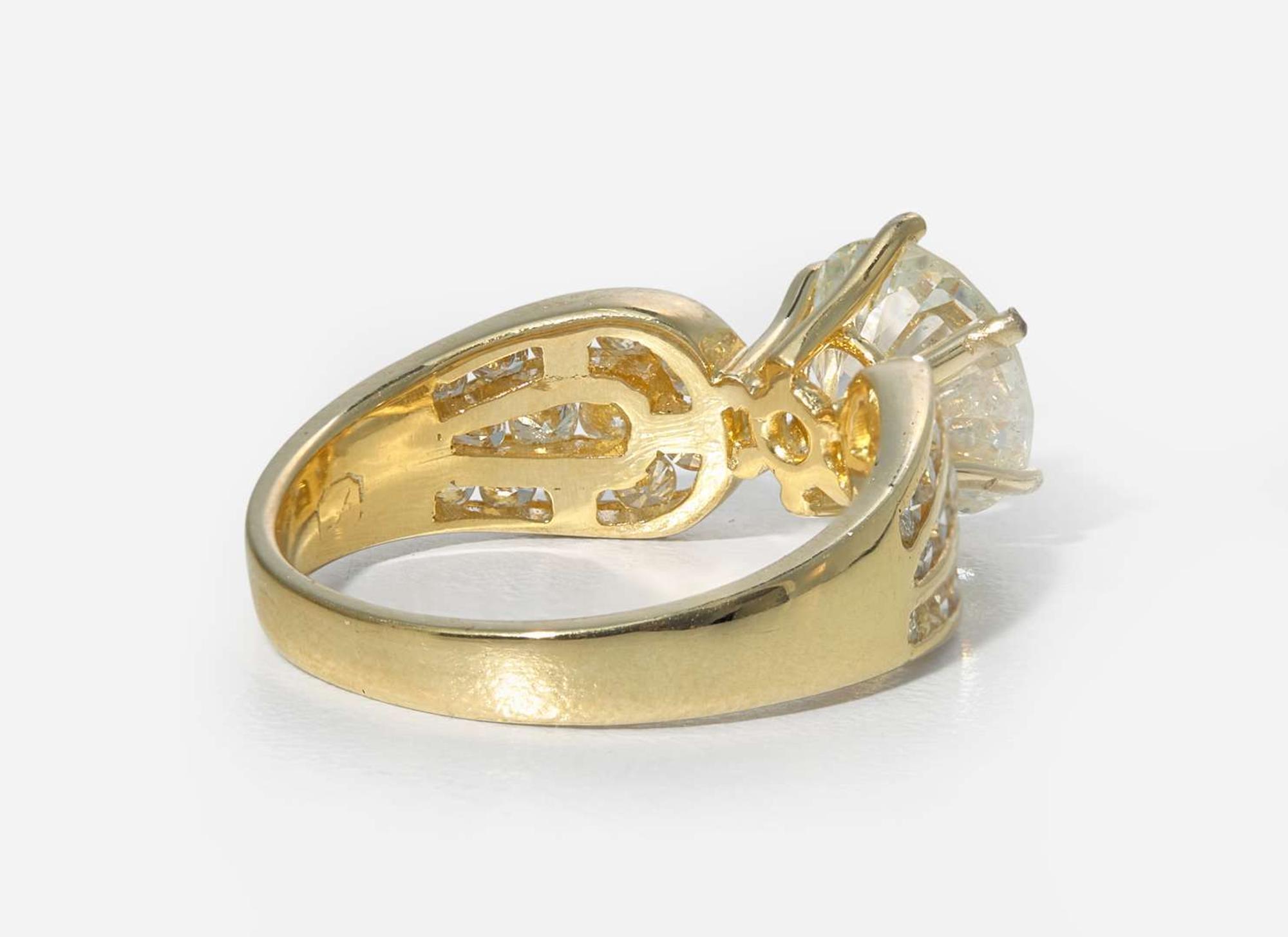 A Set of Matching 18K Yellow Gold and Diamond Earrings and Ring, 2.04 Carat Round Brilliant-Cut Diamond, GIA Certified