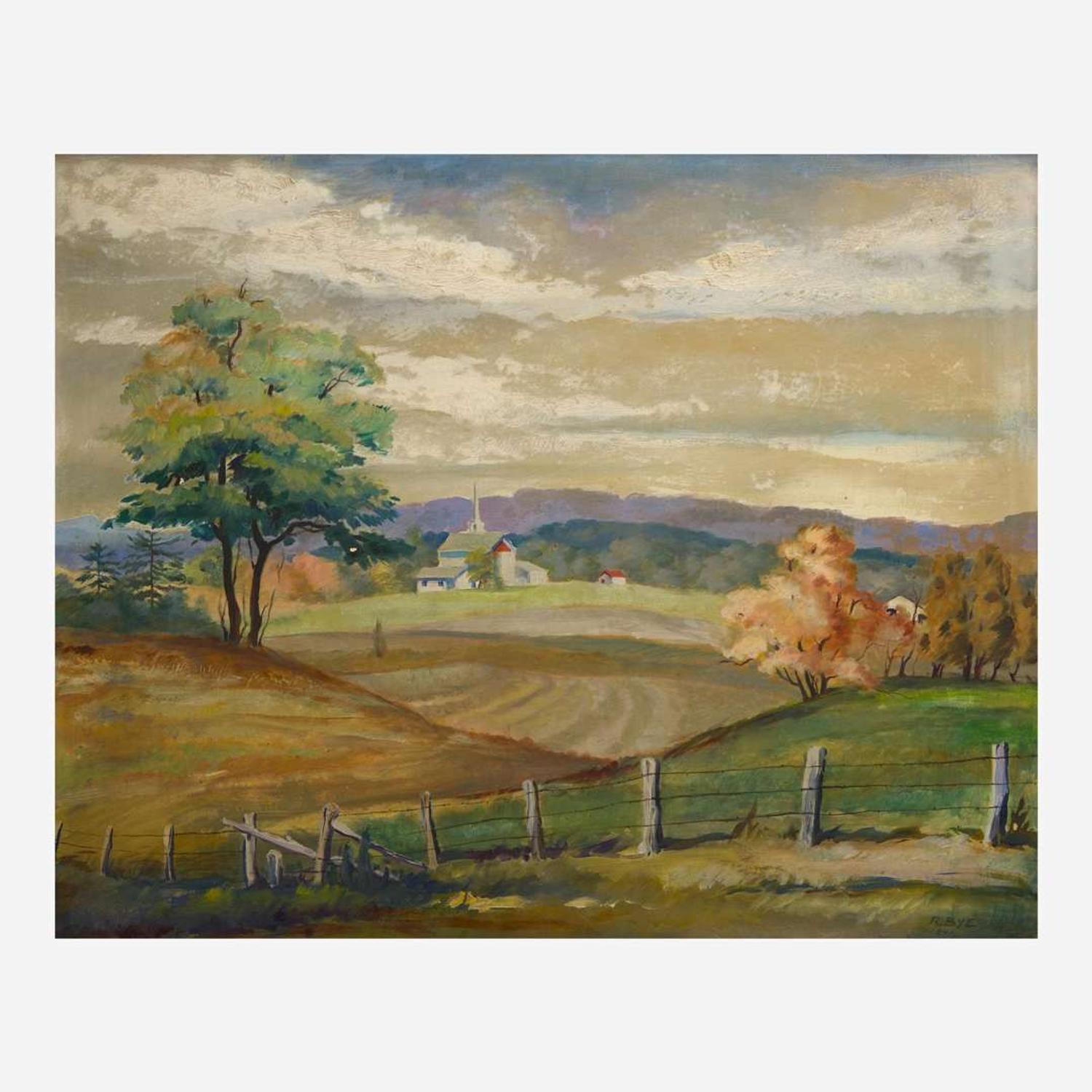 Ranulph Bye (American, 1916 - 2003) Landscape with Steeple