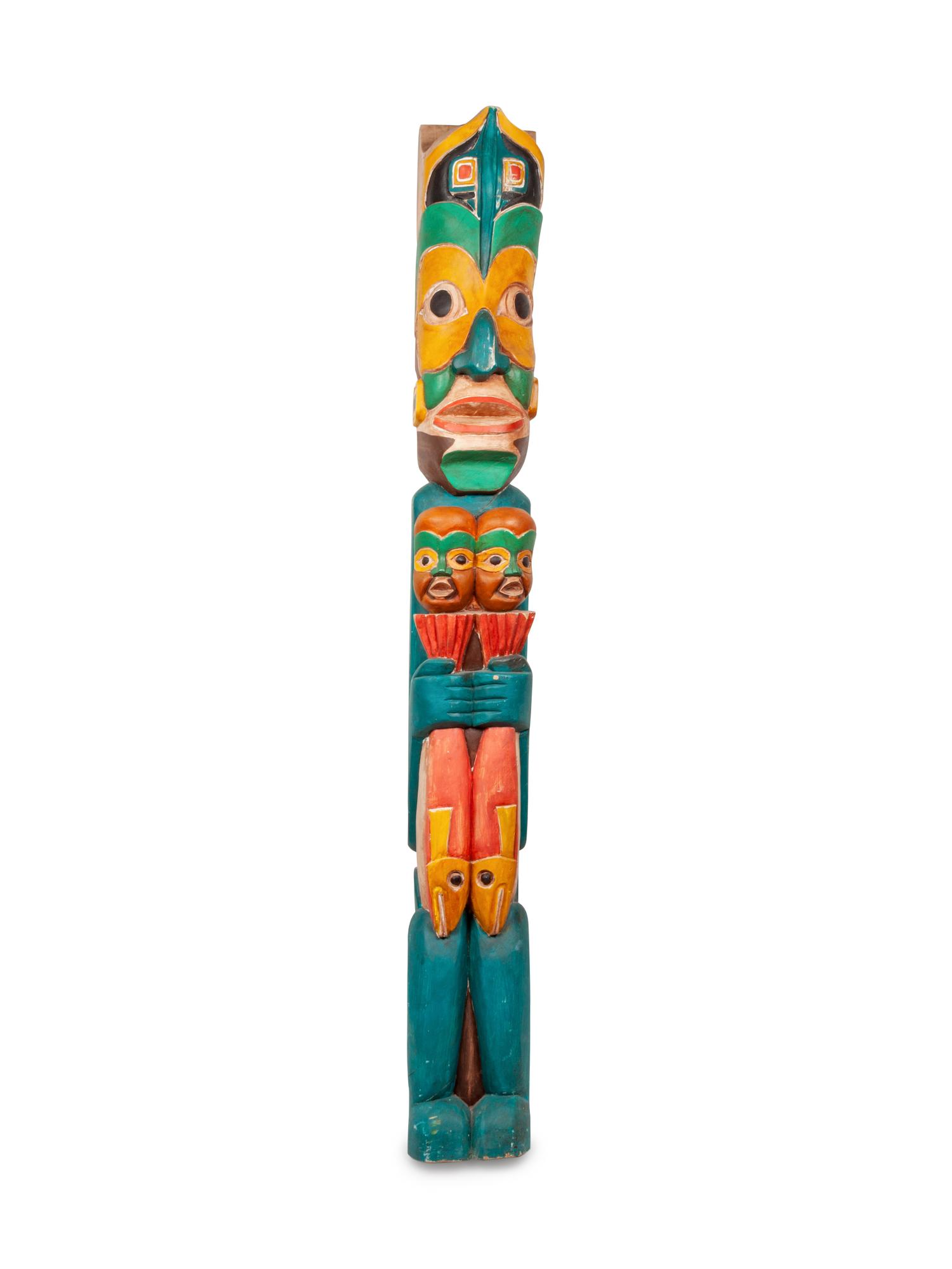 Reproduction Northwest Coast-Style Polychrome Totem Pole