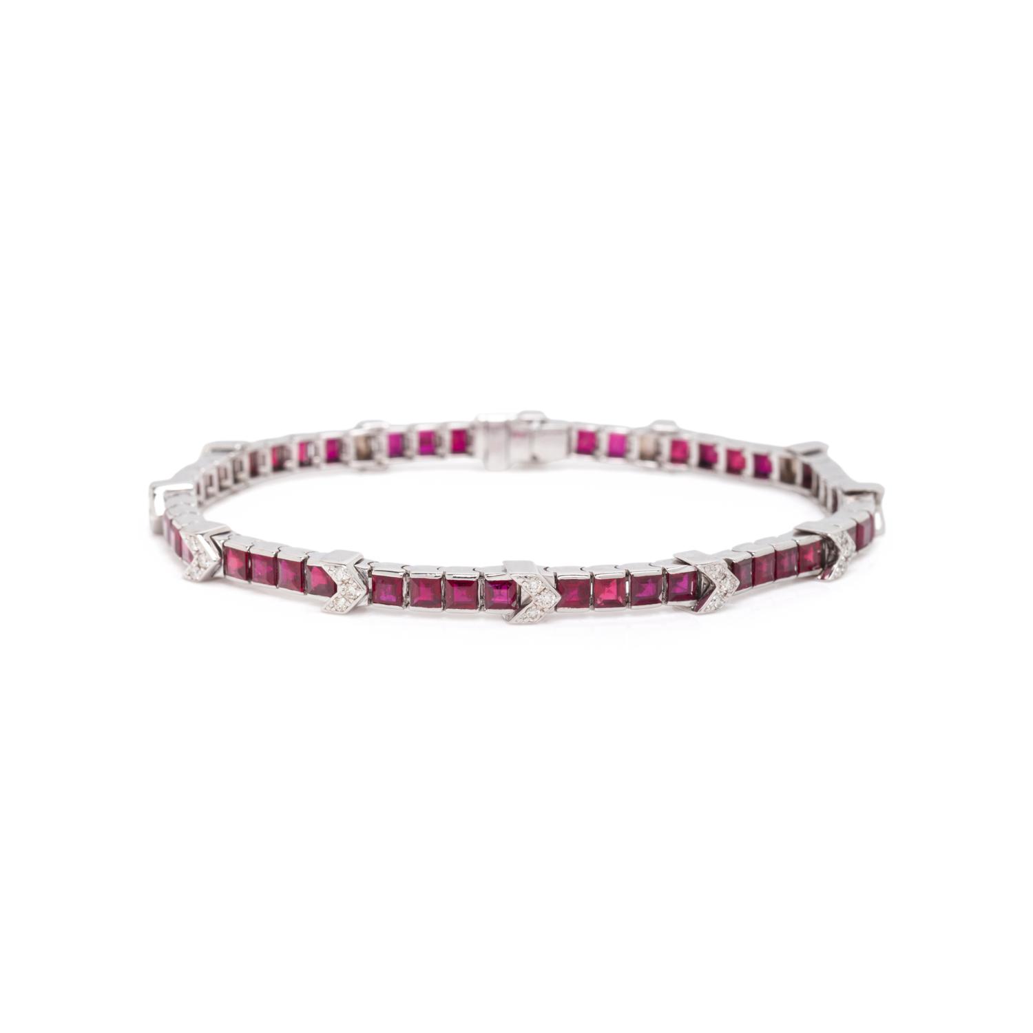 RUBY AND DIAMOND LINE BRACELET