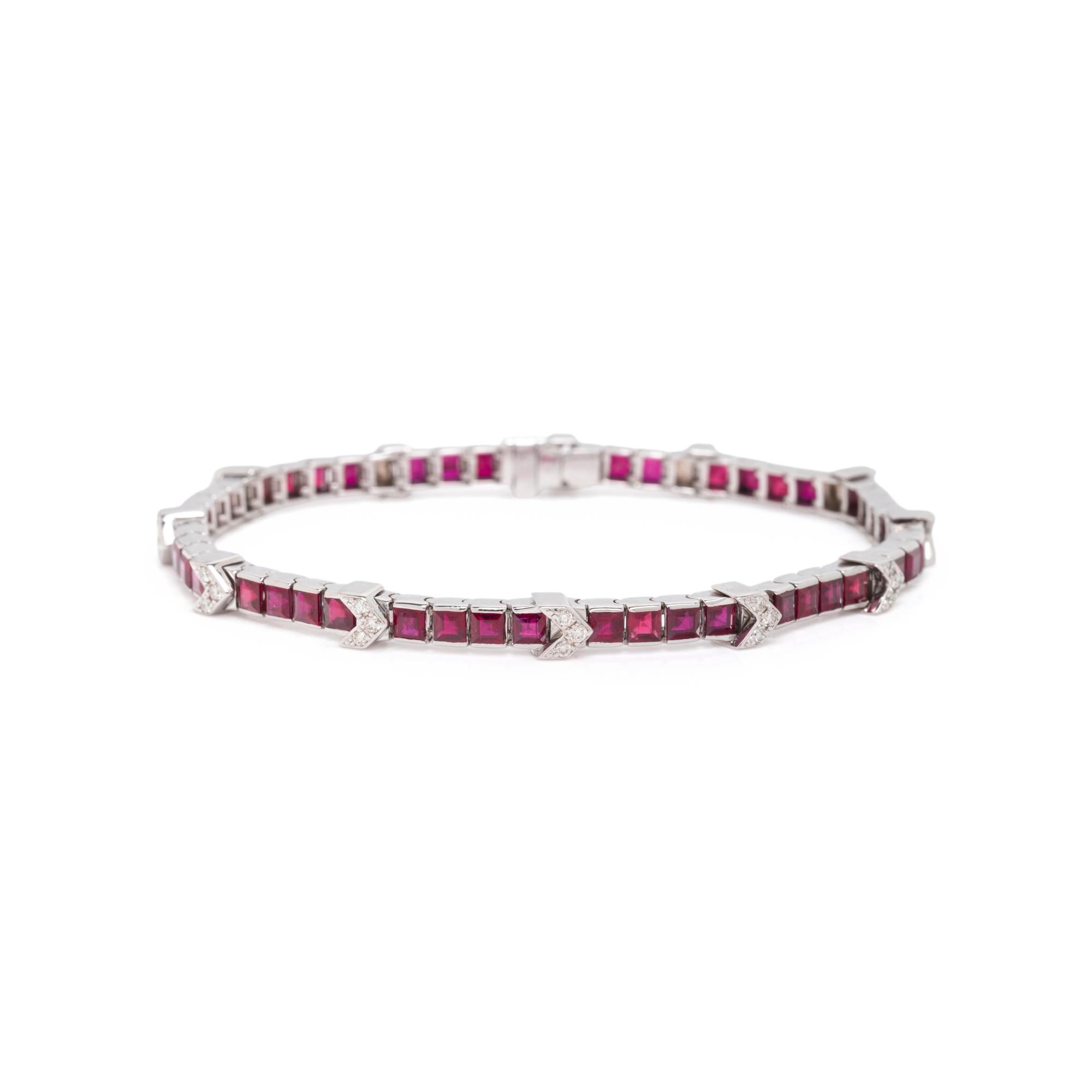 RUBY AND DIAMOND LINE BRACELET