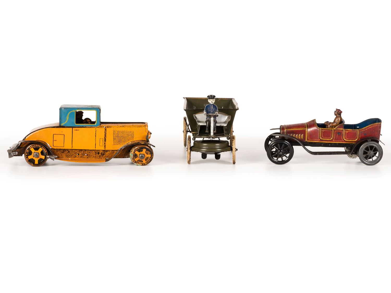 Three Painted Tin Vehicles