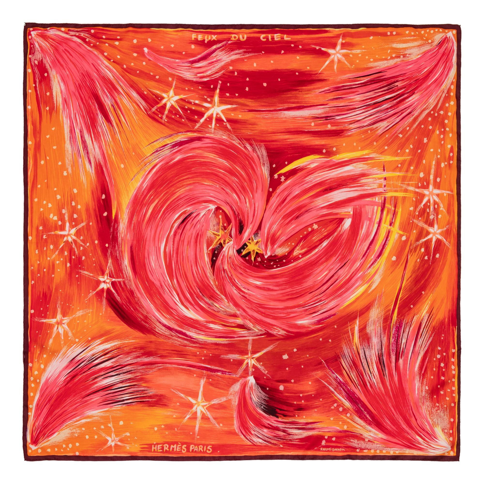 Three Hermès 90cm Silk Scarves: One Plissé