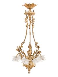 A Neoclassical Gilt Metal Six-Light Chandelier