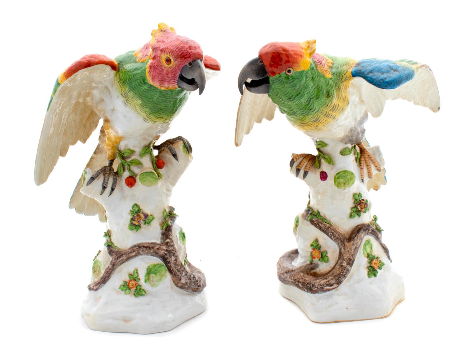 A Pair of French Porcelain Parrots — LATE 19TH/EARLY 20TH CENTURY