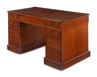 An Edwardian Style Mahogany Pedestal Desk