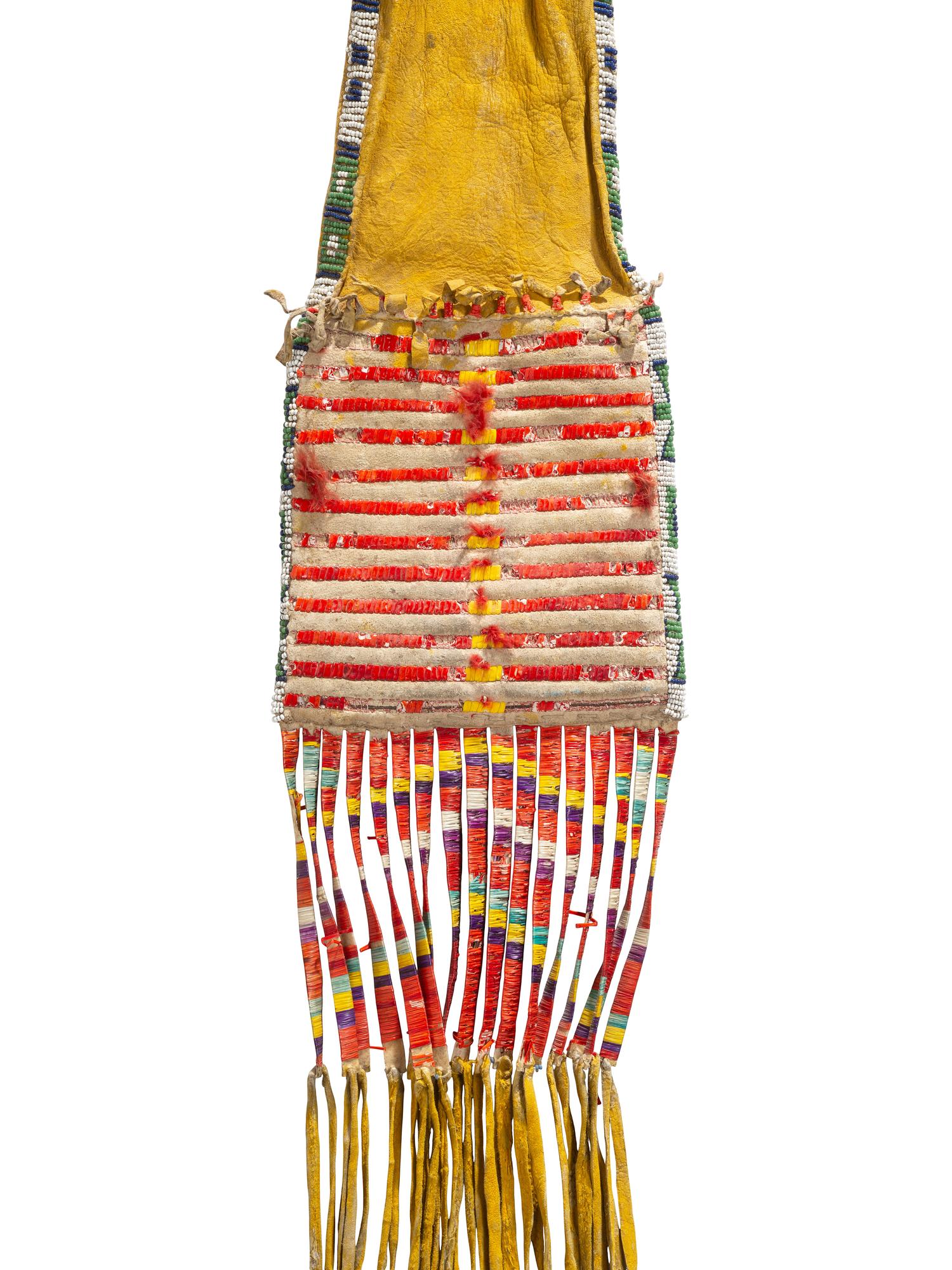 Sioux Quilled Hide Tobacco Bag, with Horse Tracks