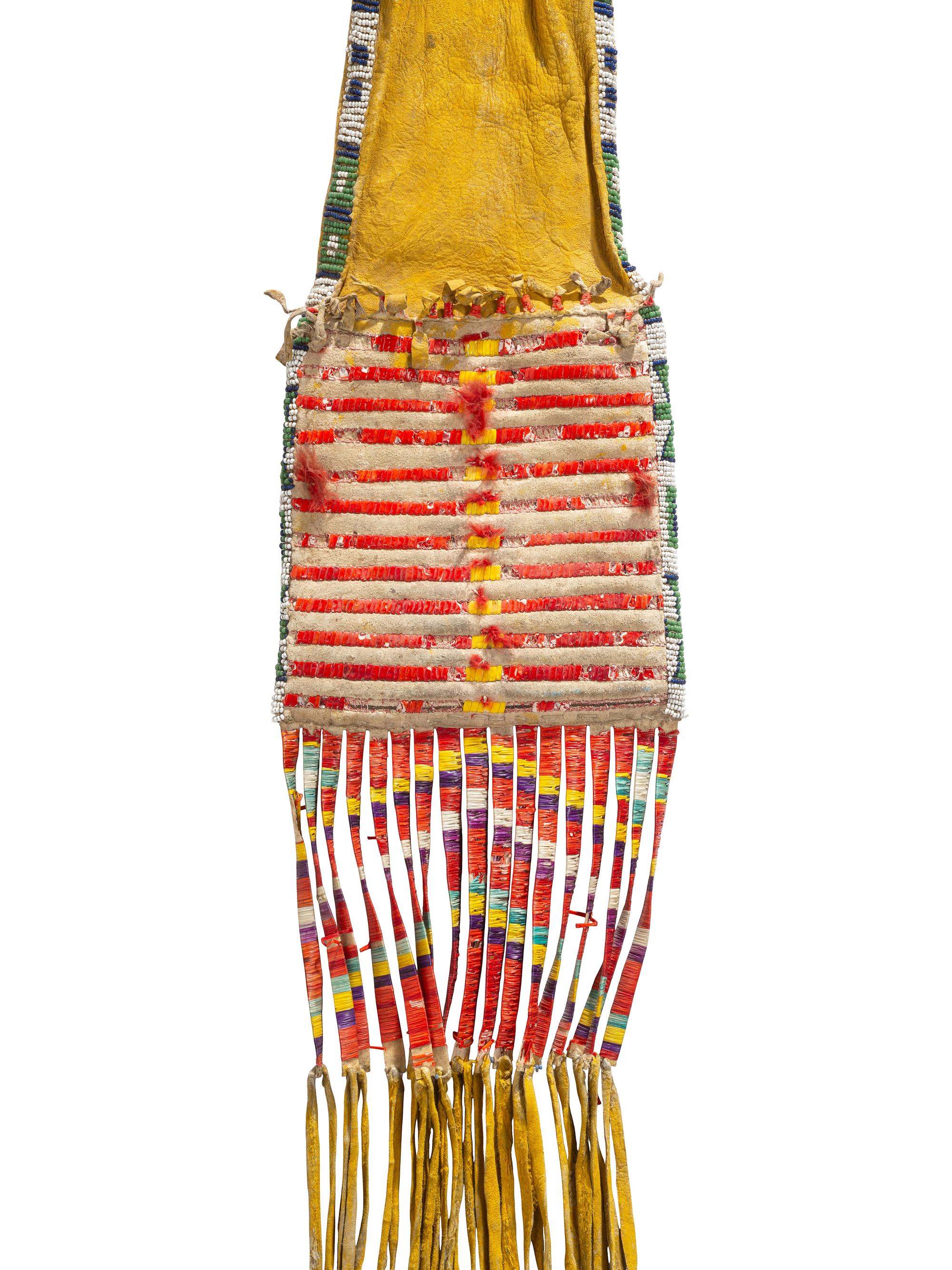 Sioux Quilled Hide Tobacco Bag, with Horse Tracks