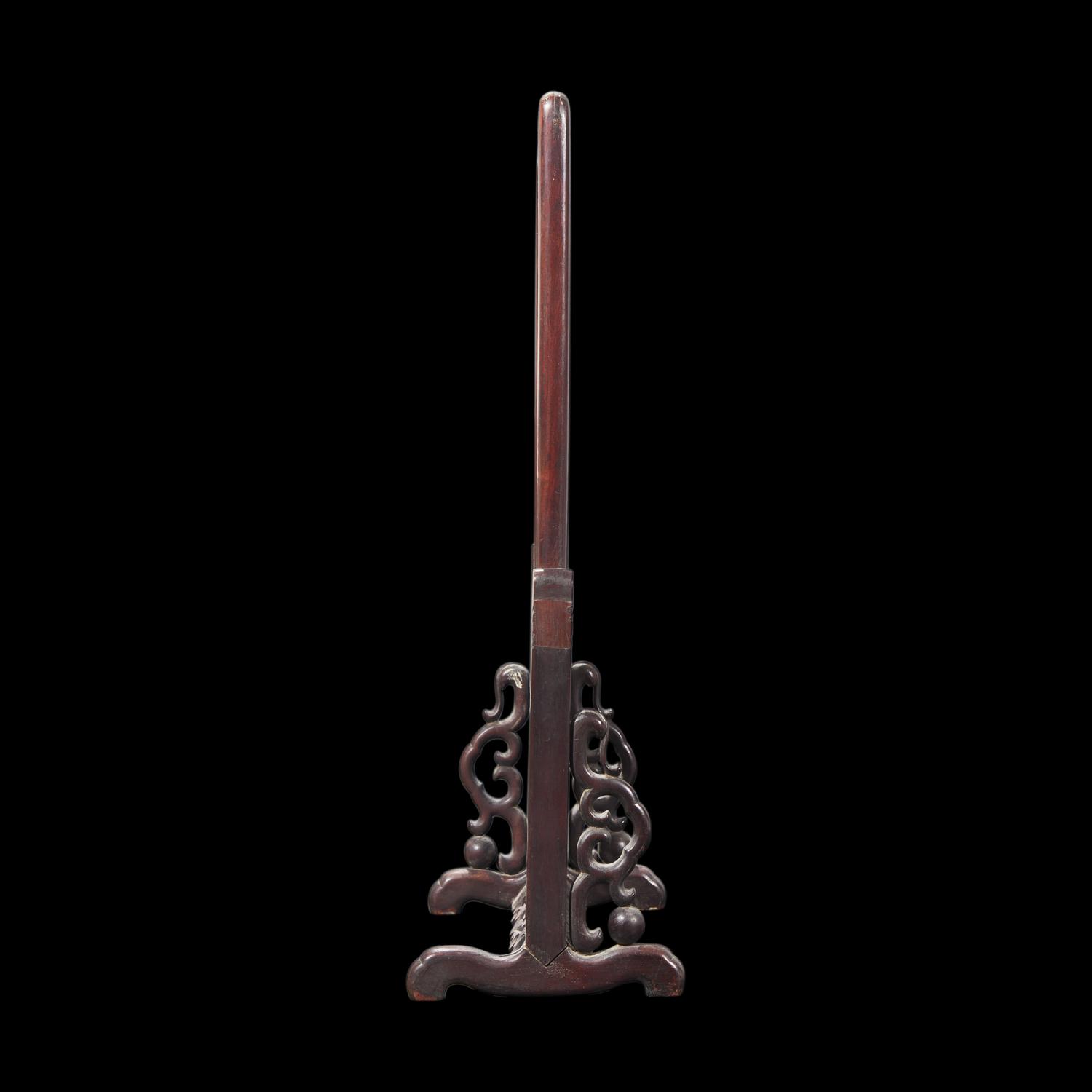 A Chinese "Dali" Marble Inset Carved Hardwood Table Screen, 19th/20th Century 晚清-民國 酸枝木大理石插屏