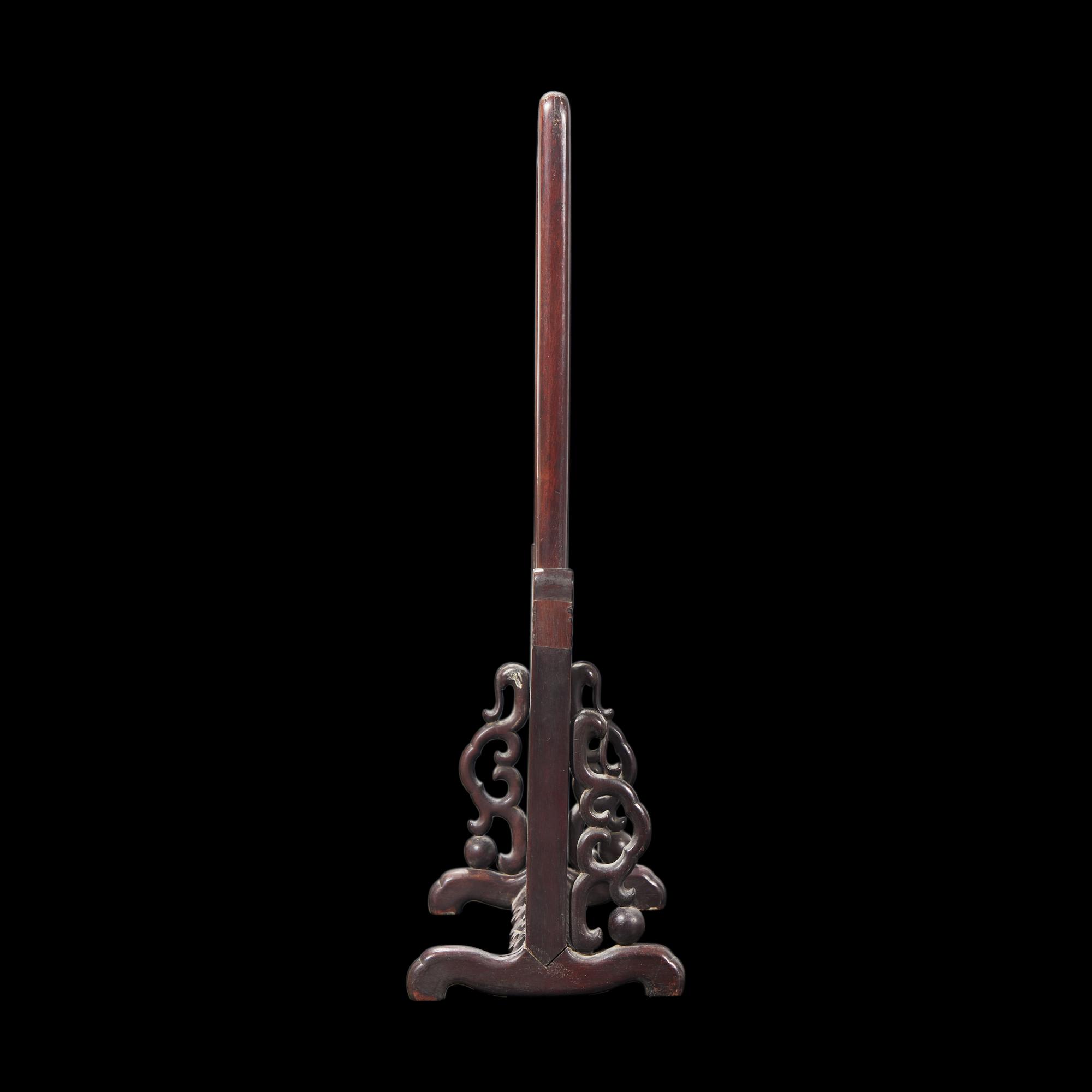 A Chinese "Dali" Marble Inset Carved Hardwood Table Screen, 19th/20th Century 晚清-民國 酸枝木大理石插屏