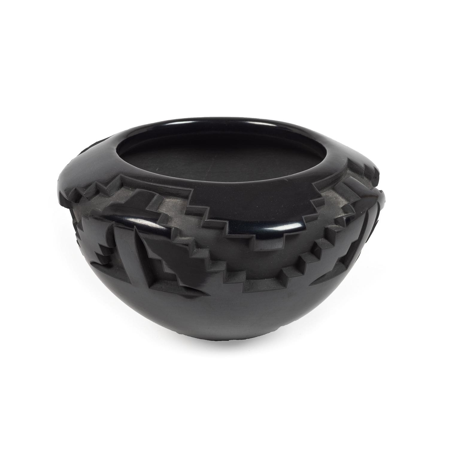 Carved Blackware Pottery Bowl