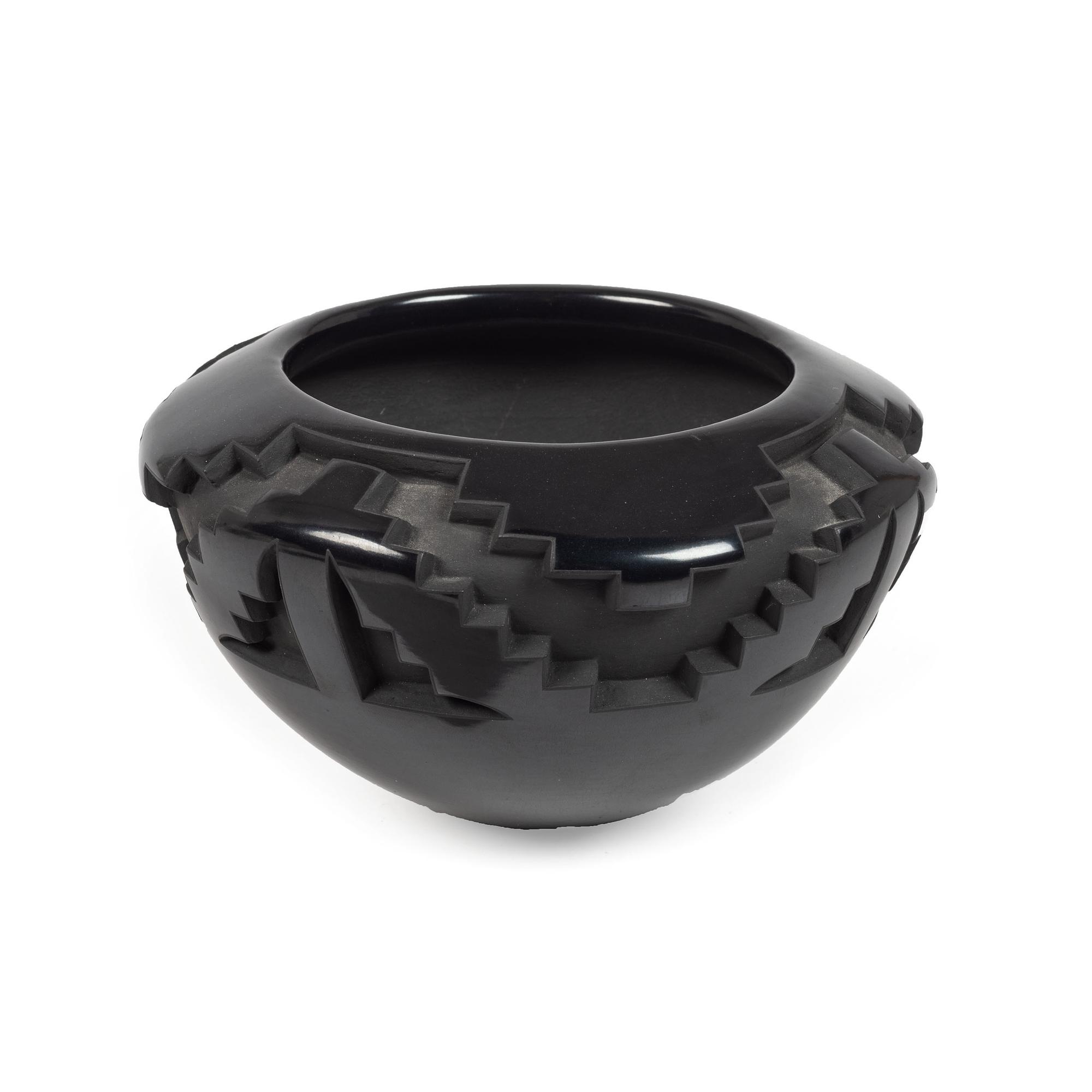 Carved Blackware Pottery Bowl