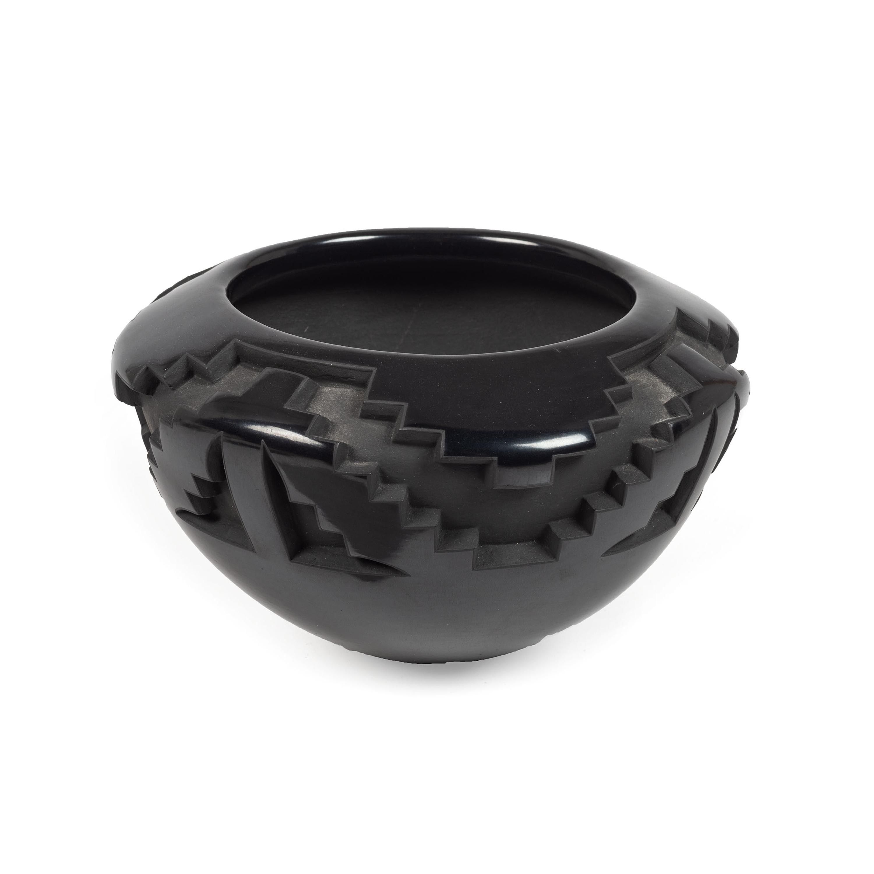 Carved Blackware Pottery Bowl