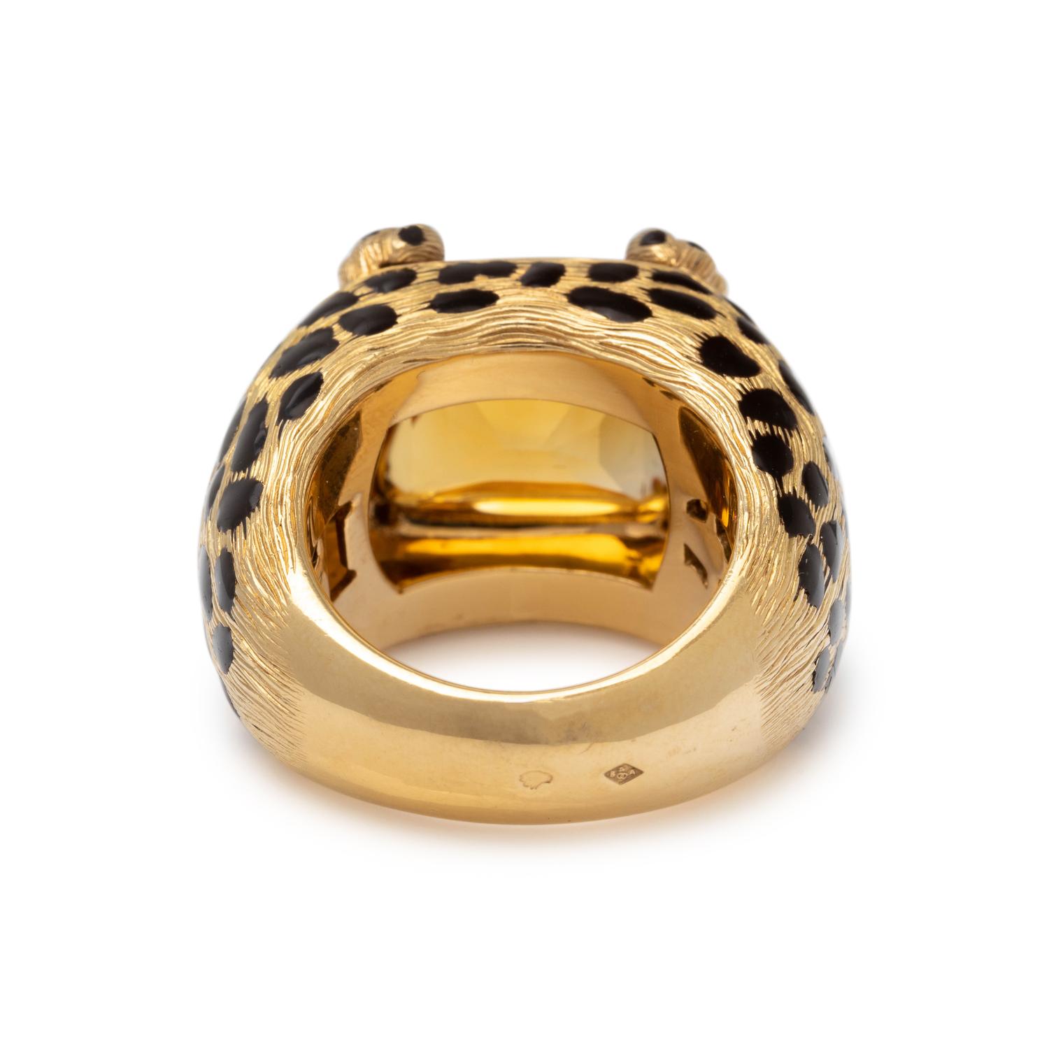 DIOR, YELLOW GOLD, CITRINE AND ENAMEL RING