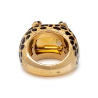 DIOR, YELLOW GOLD, CITRINE AND ENAMEL RING