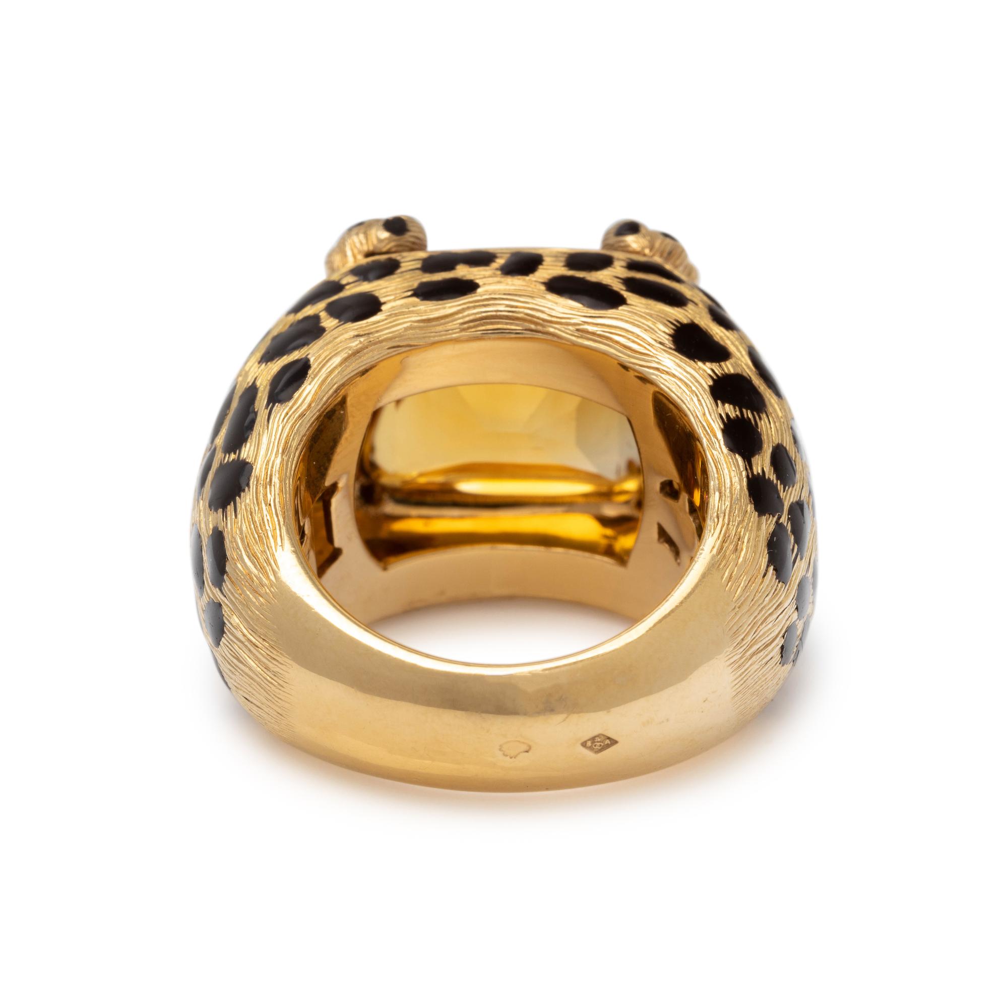 DIOR, YELLOW GOLD, CITRINE AND ENAMEL RING