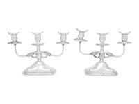 A Pair of Sanborns Silver Three-Light Candelabra