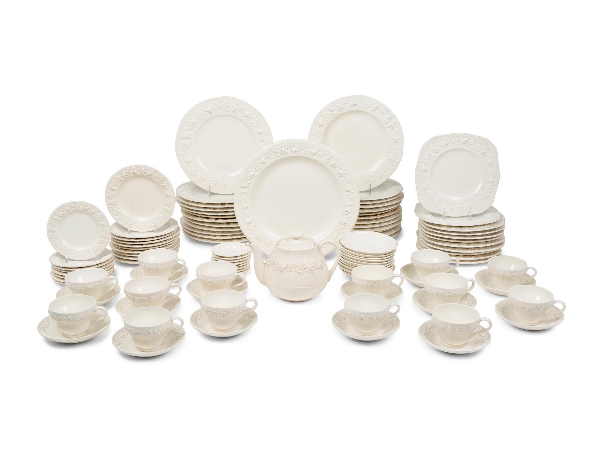 A Wedgwood Embossed Queensware Ceramic Dinner Service