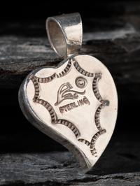 Sterling Silver and Micro-mosaic Inlay Heart Pendant