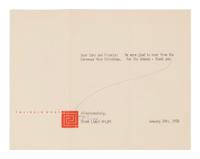 WRIGHT, Frank Lloyd (1869-1959). Typed note signed ("F. LL. W/") with a few hand-corrections to Cary and Frances Caraway. Taliesin West, 24 January 1958.