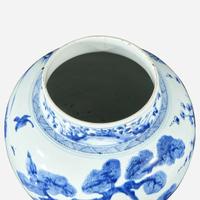 A Chinese blue and white porcelain large jar & cover 18th Century