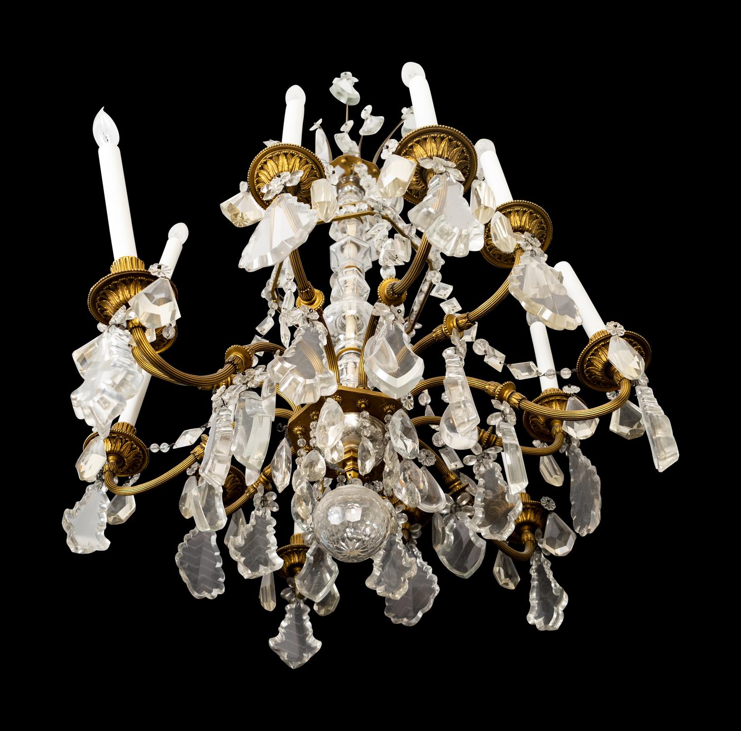 A Louis XVI Style Cut Crystal and Bronze Chandelier — 19TH/20TH CENTURY