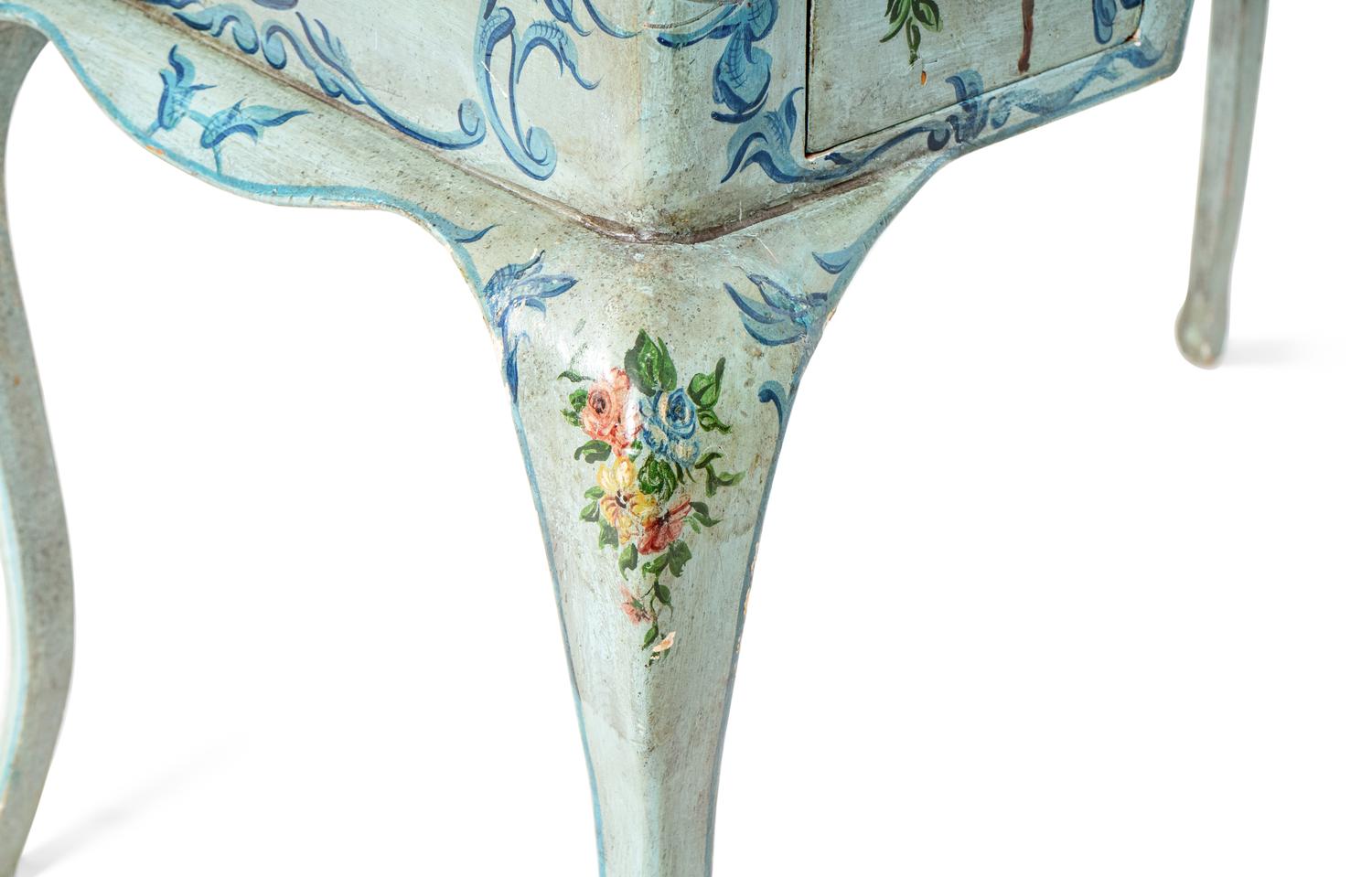 A Louis XV Style Painted Dressing Table with Polychromed Floral Decoration