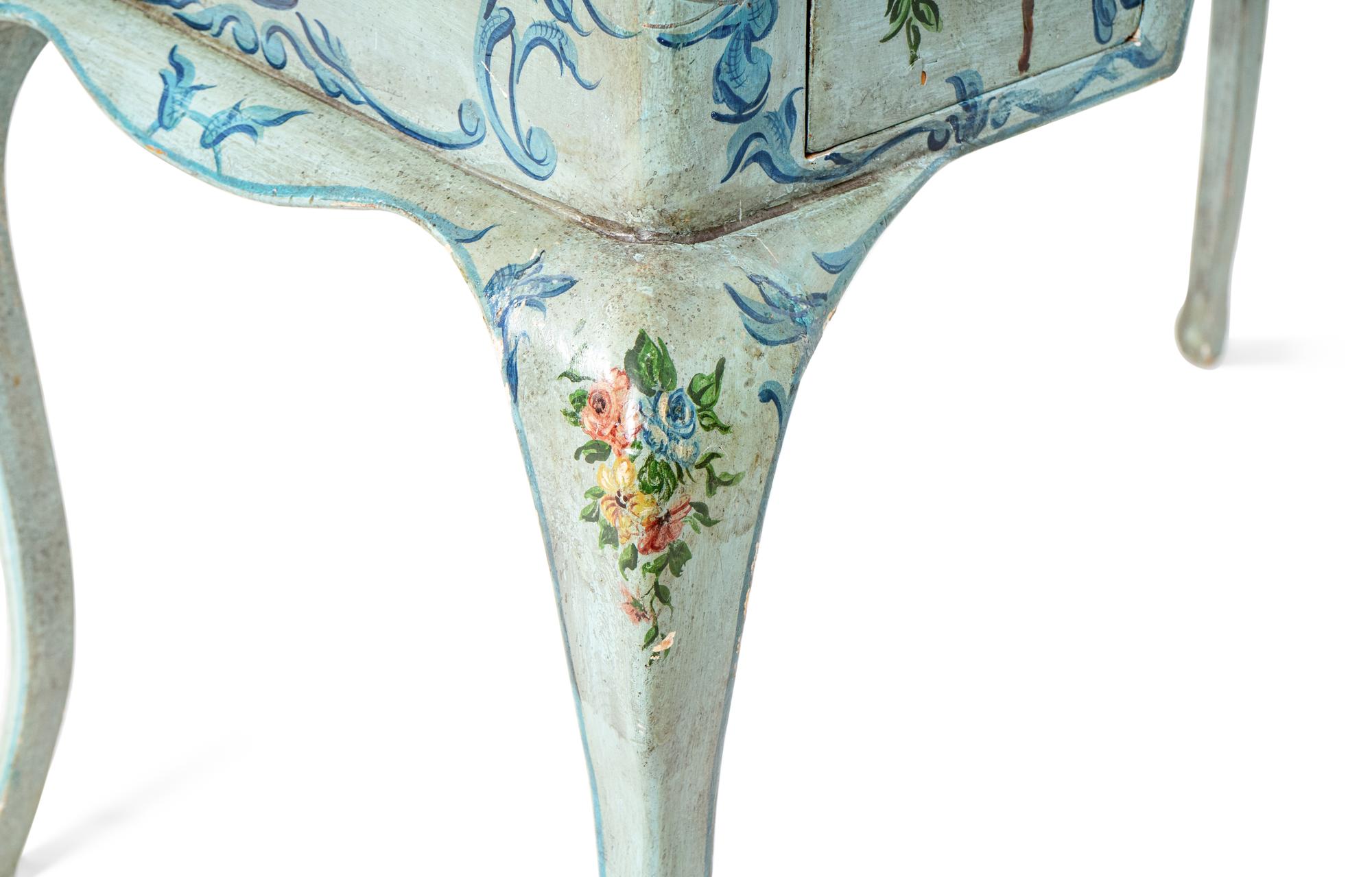 A Louis XV Style Painted Dressing Table with Polychromed Floral Decoration