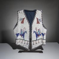 Sioux Beaded Pictorial Hide Vest, with Geronimo Atribution