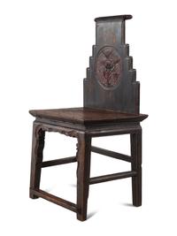 A Chinese Mixed Wood Polychrome Lacquered Side Chair