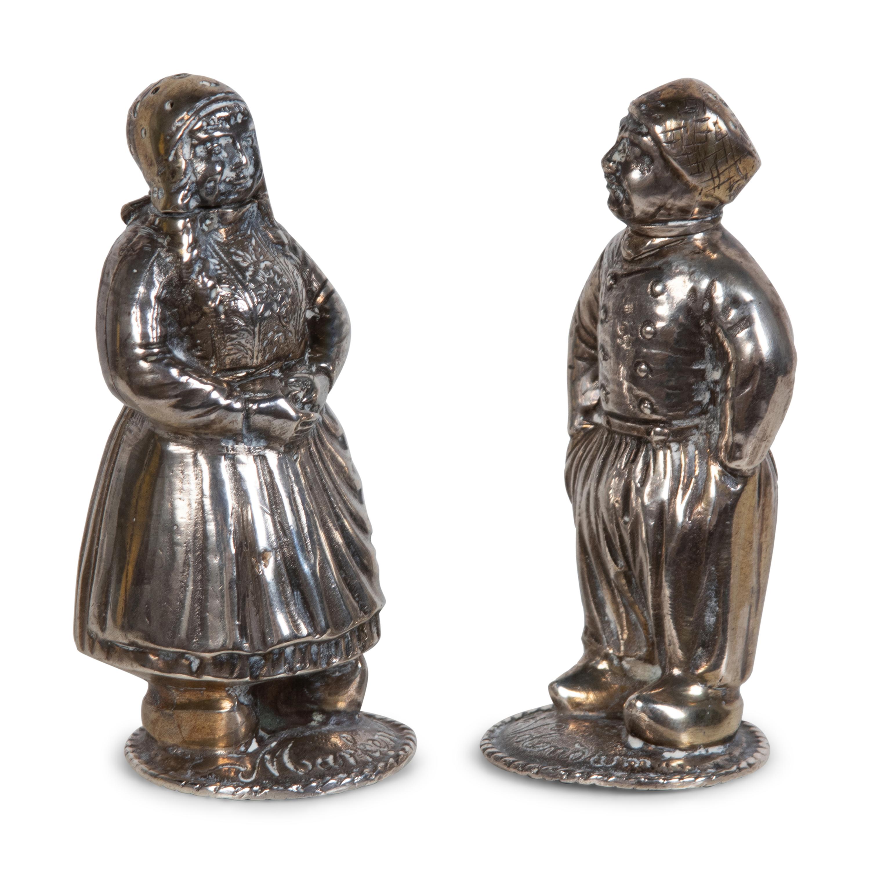 Two Pairs of Silver Figural Salt and Pepper Shakers