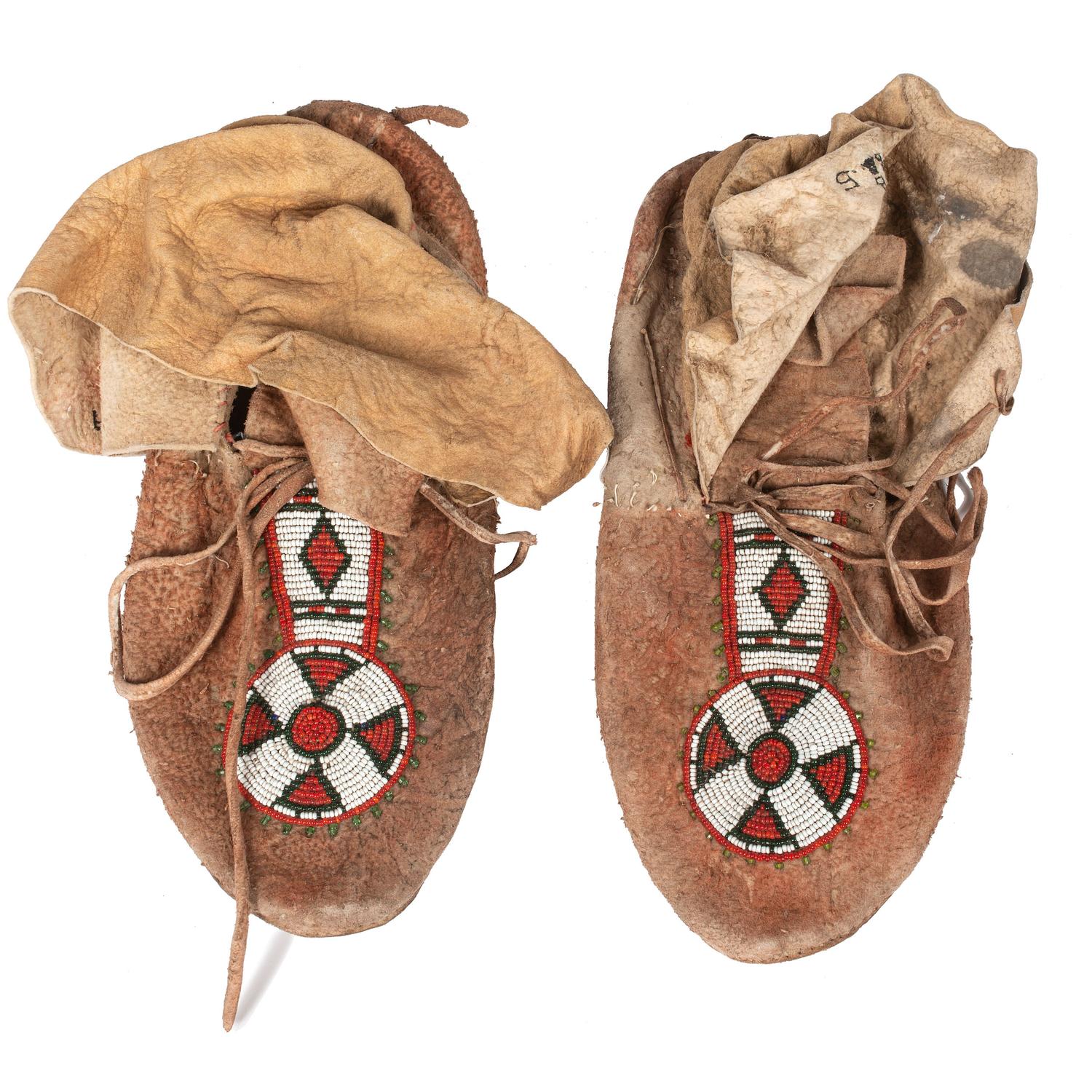 Northern Plains Beaded Hide Moccasins
