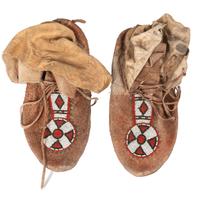 Northern Plains Beaded Hide Moccasins