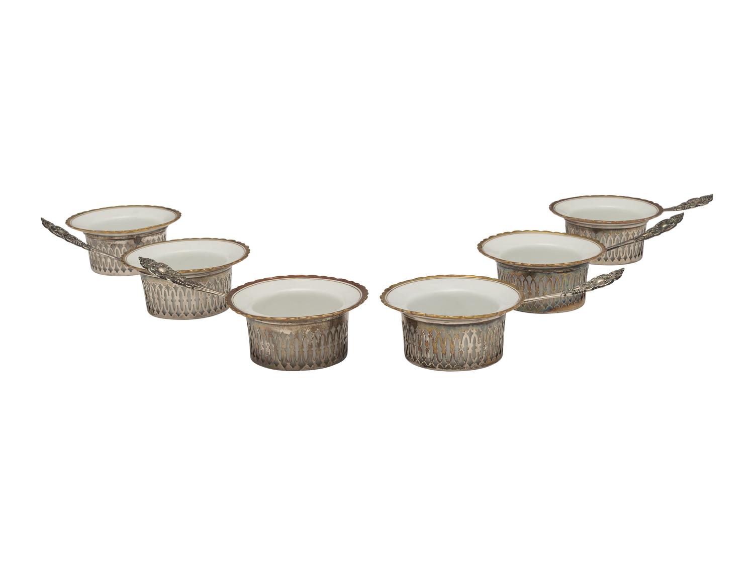 Six Silver Bouillon Holders
