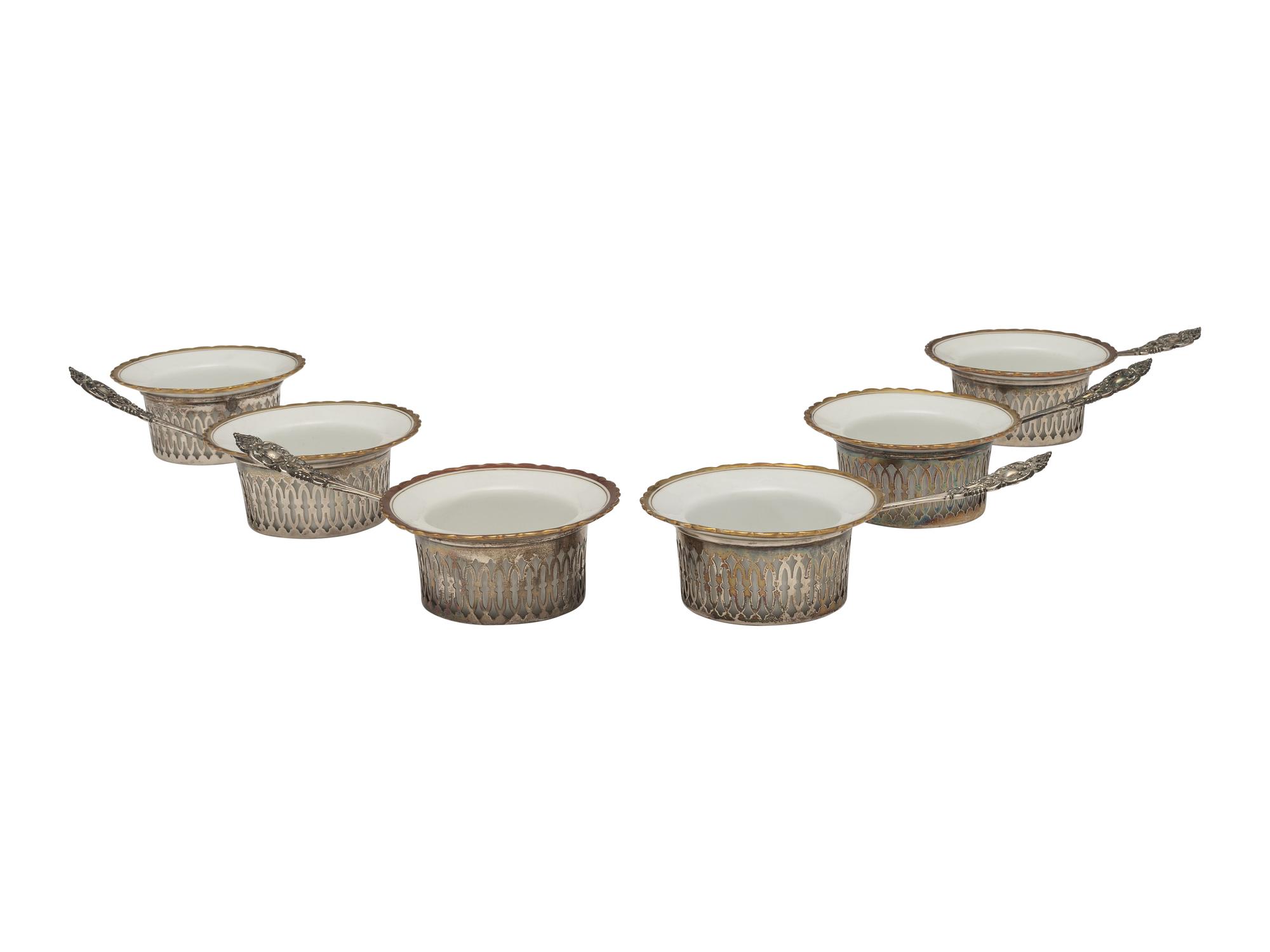 Six Silver Bouillon Holders