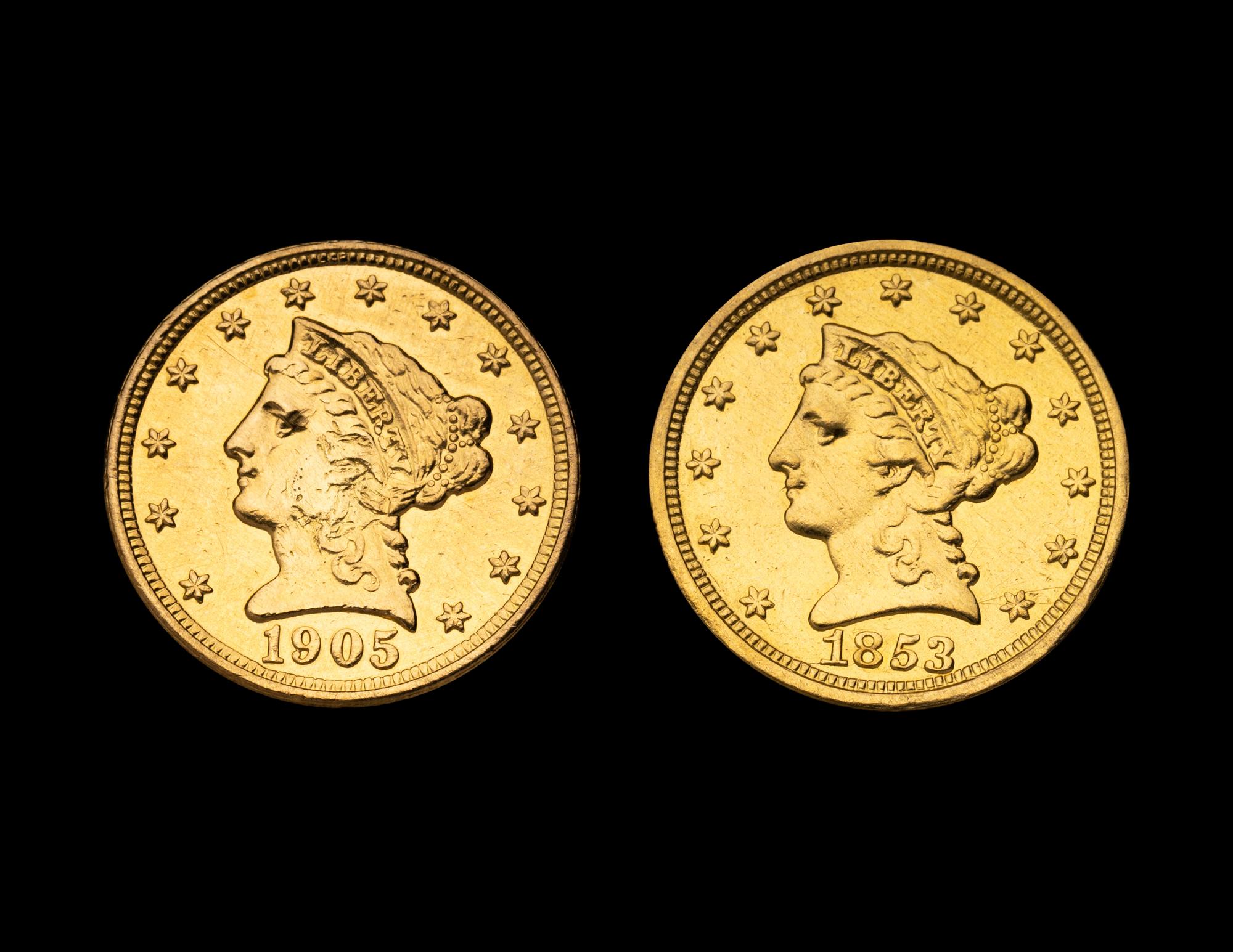 Two Liberty Head $2.50 Gold Coins