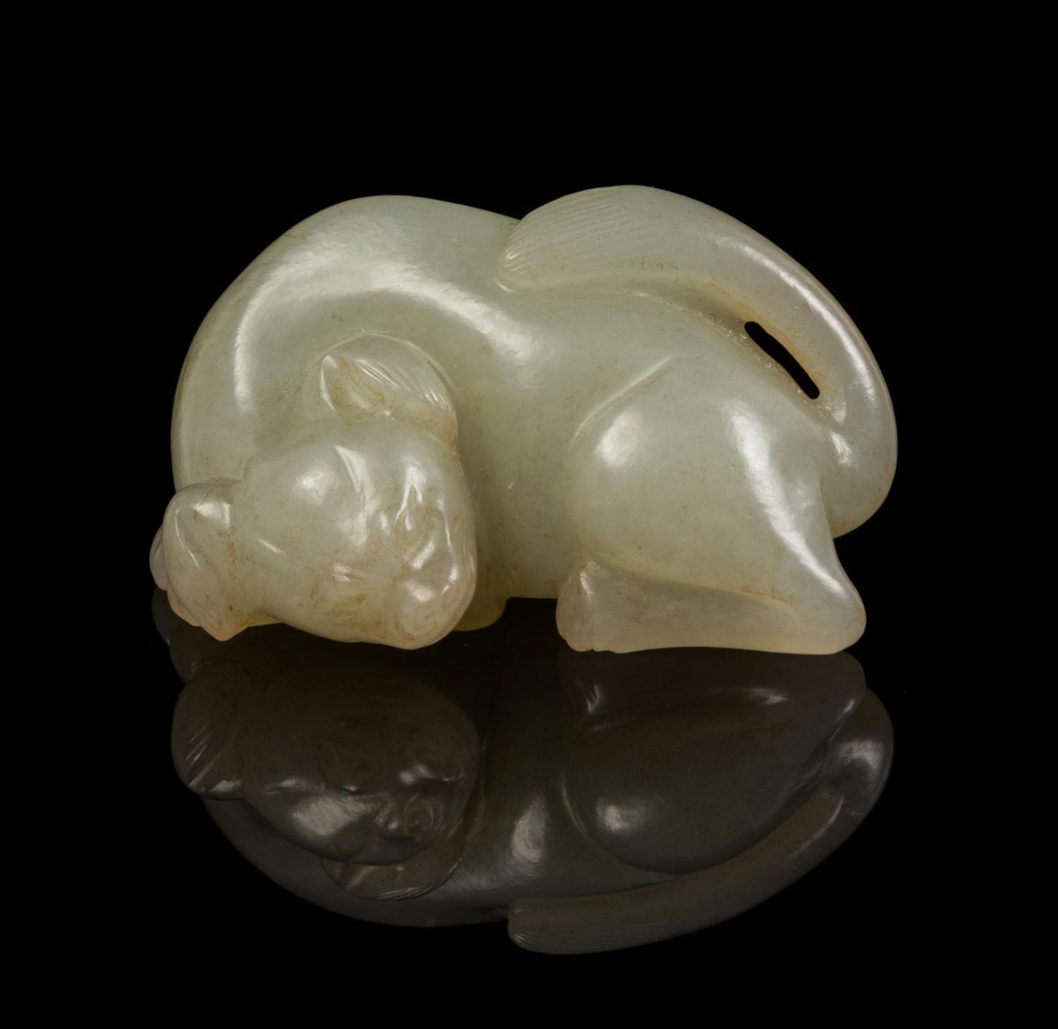 A Celadon Jade Toggle Length 2 inches.