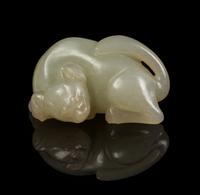 A Celadon Jade Toggle Length 2 inches.