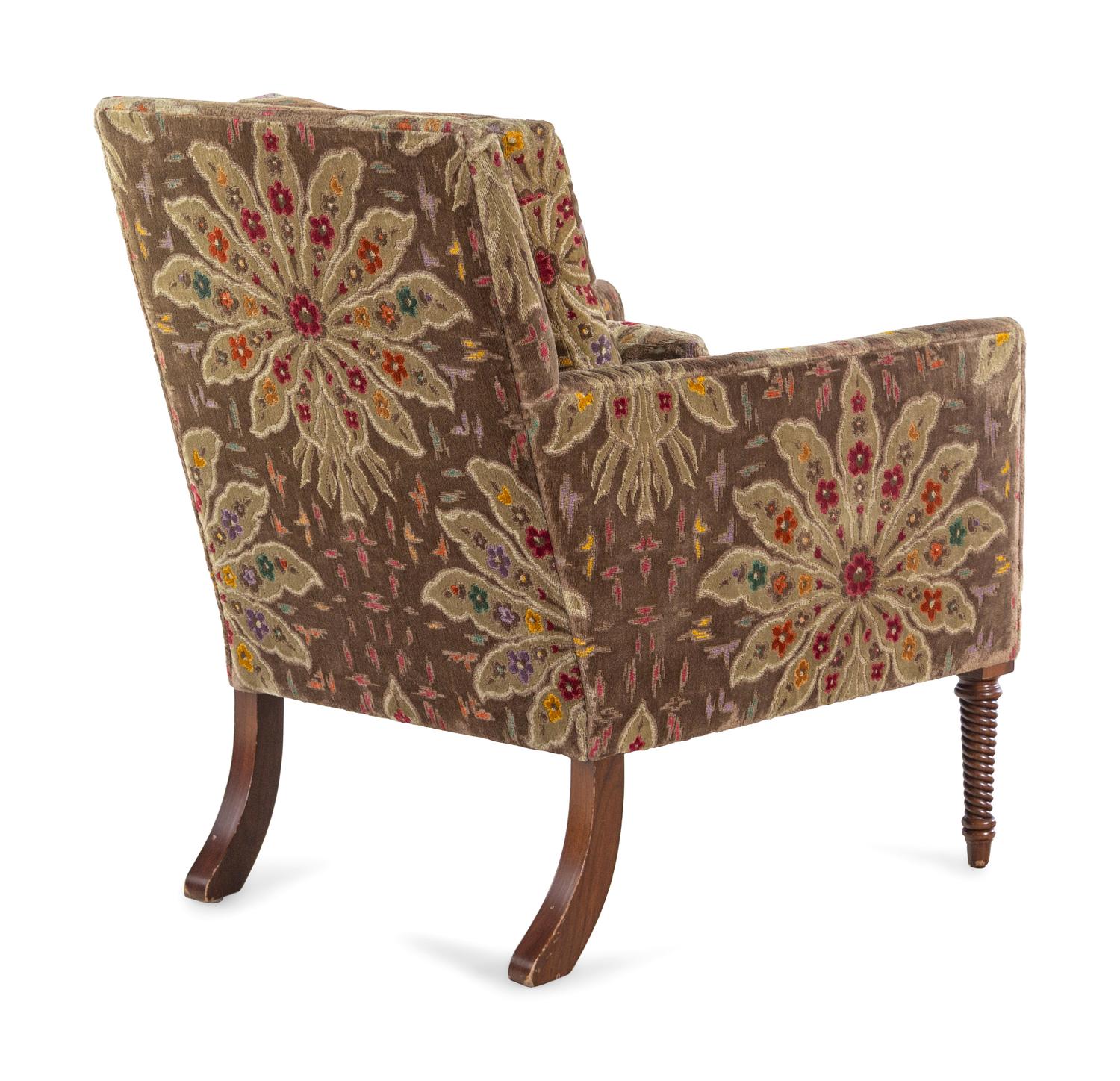 A Clarence House Velvet-Upholstered Armchair