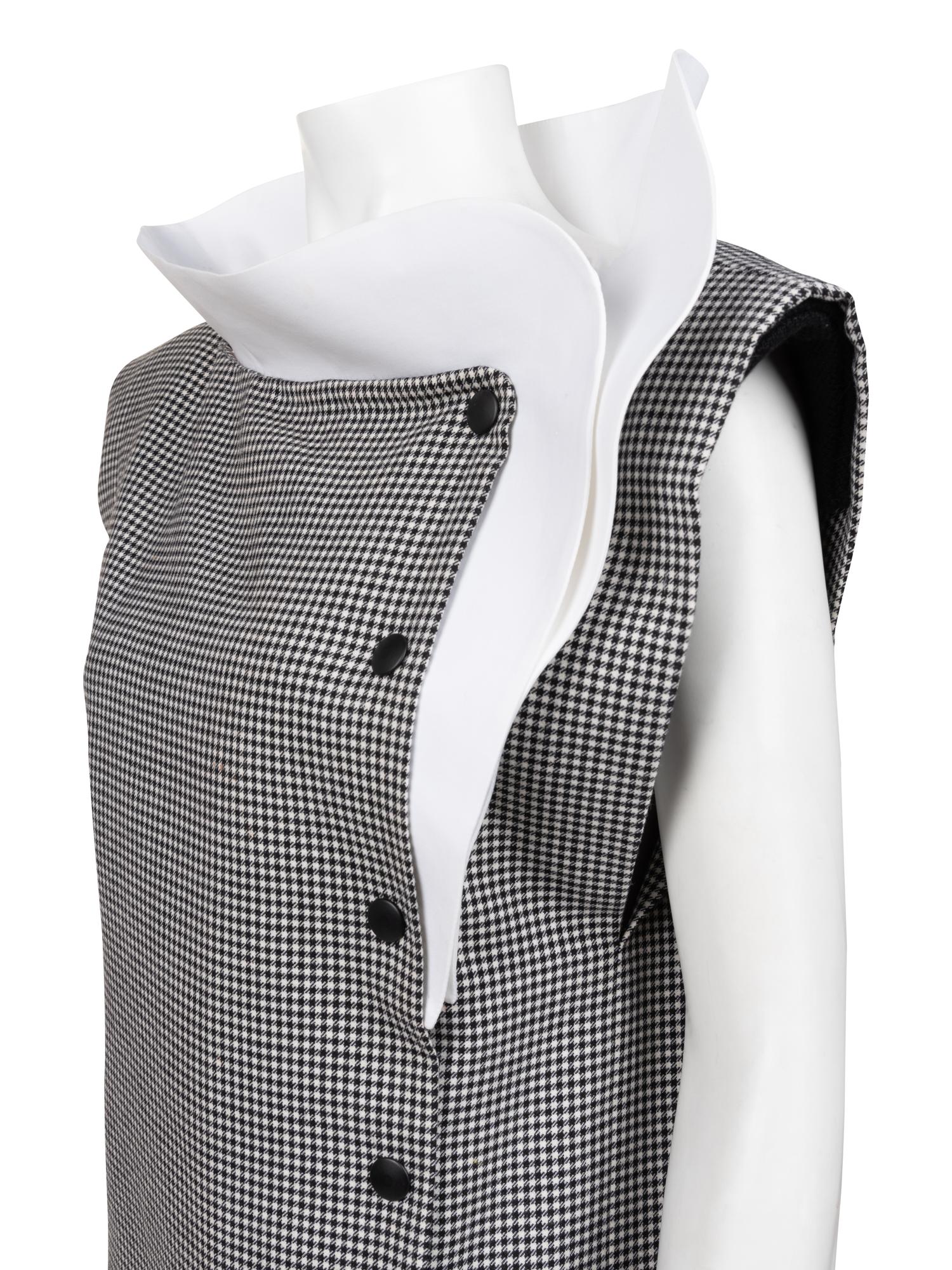 Pierre Cardin Haute Couture Houndstooth Wrap Dress with Extra Collar, c. 1980